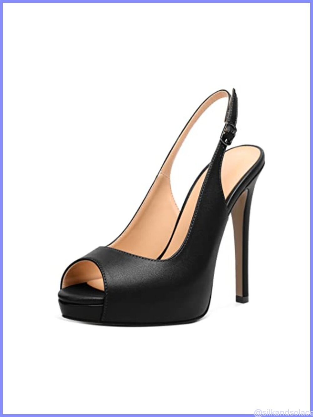 Peep Toe Platform Slingback Heels Nubuck Leather Stiletto Pumps